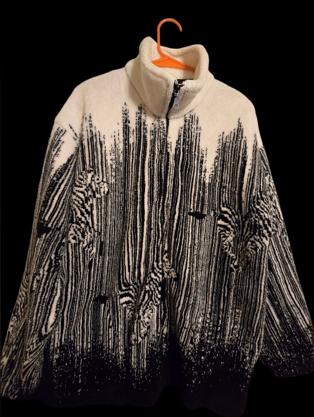 Vintage | White and Black Zebra Fleece Zip Up